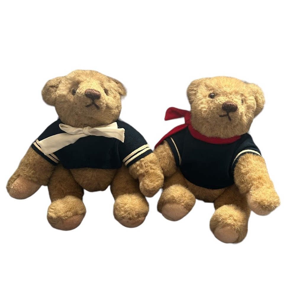 SALE VTG 1982 Gund Bialosky Sailor Teddy Bears Set 11” Jointed Plush Retro Decor